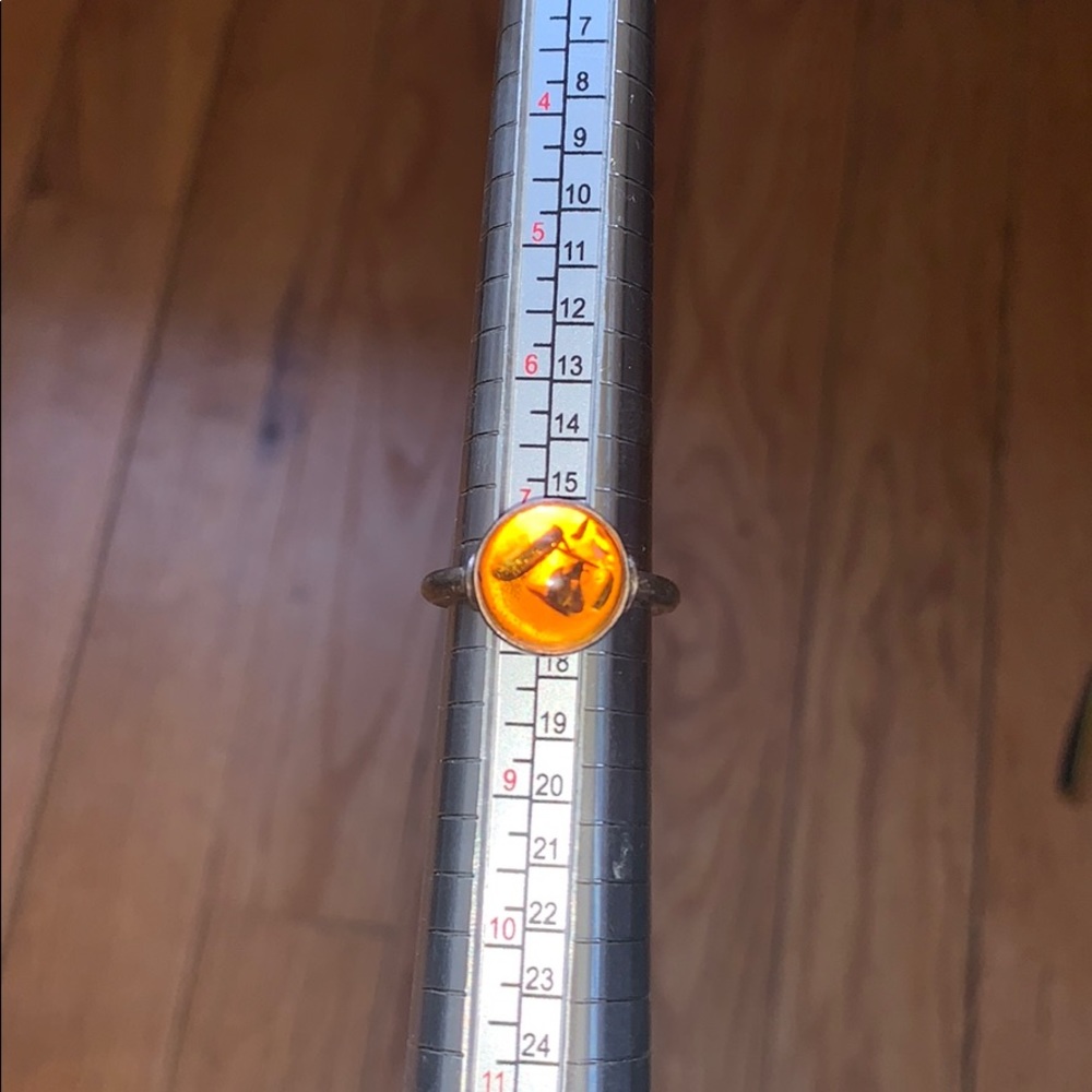 💜 Sterling silver amber ring 7.5